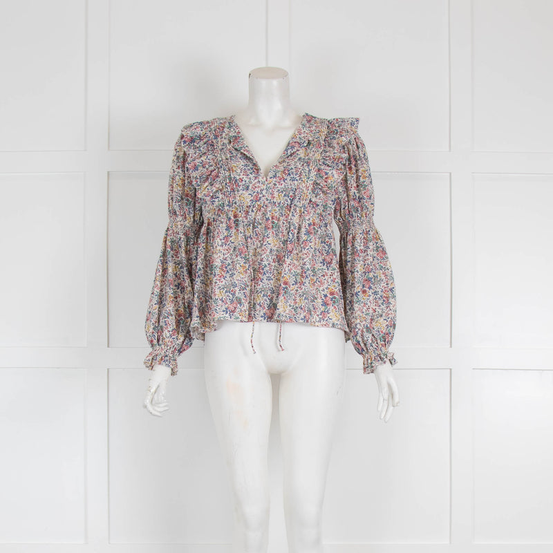 Idano Multicolour Floral and Frill Blouse