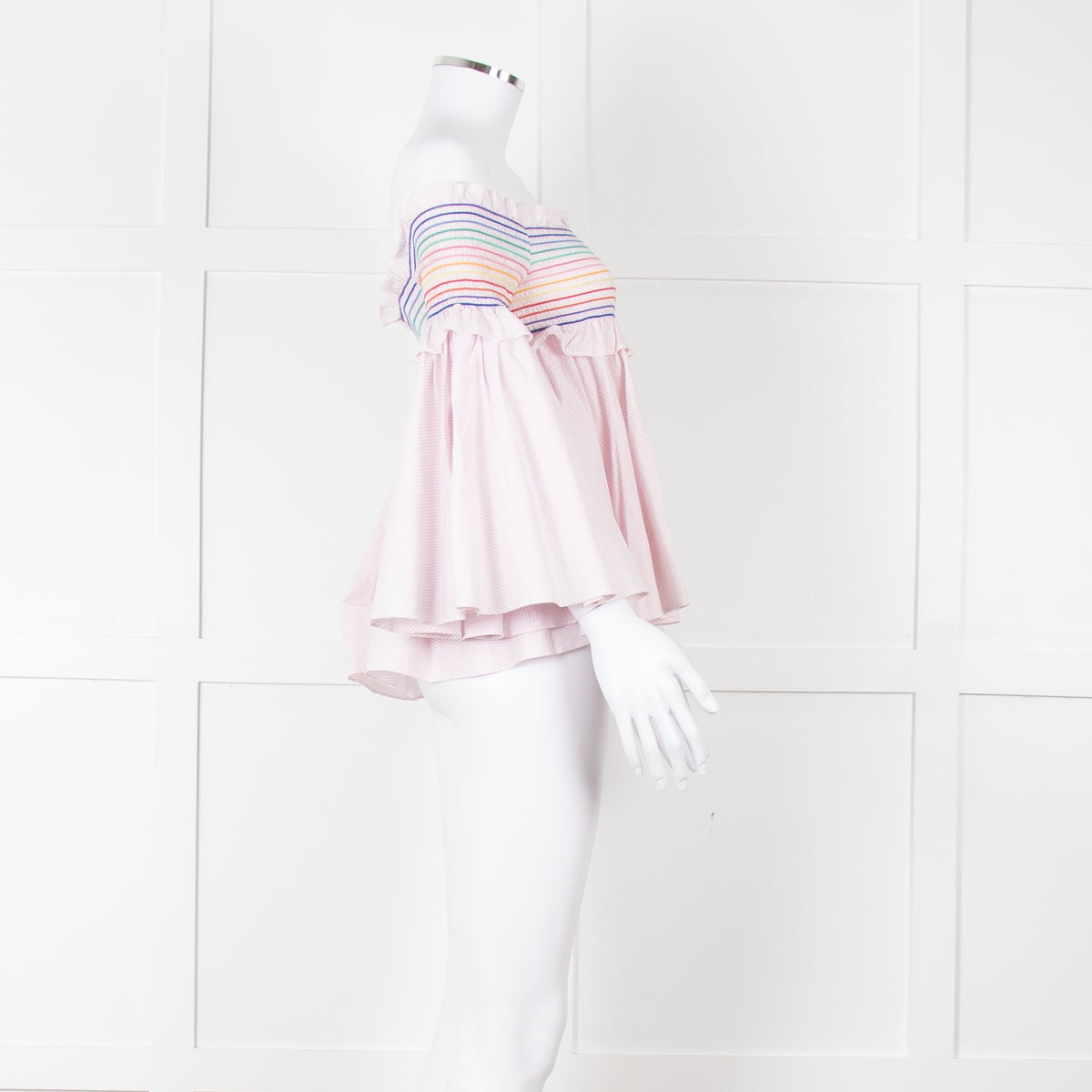Petersyn Pale Pink Multi Smock Off The Shoulder Top