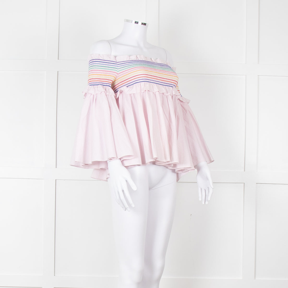 Petersyn Pale Pink Multi Smock Off The Shoulder Top