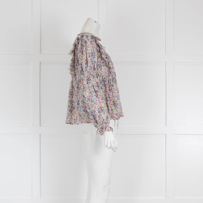 Idano Multicolour Floral and Frill Blouse