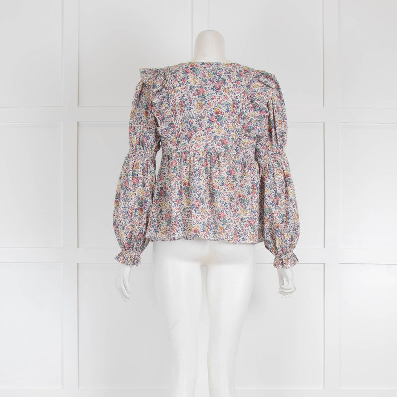 Idano Multicolour Floral and Frill Blouse