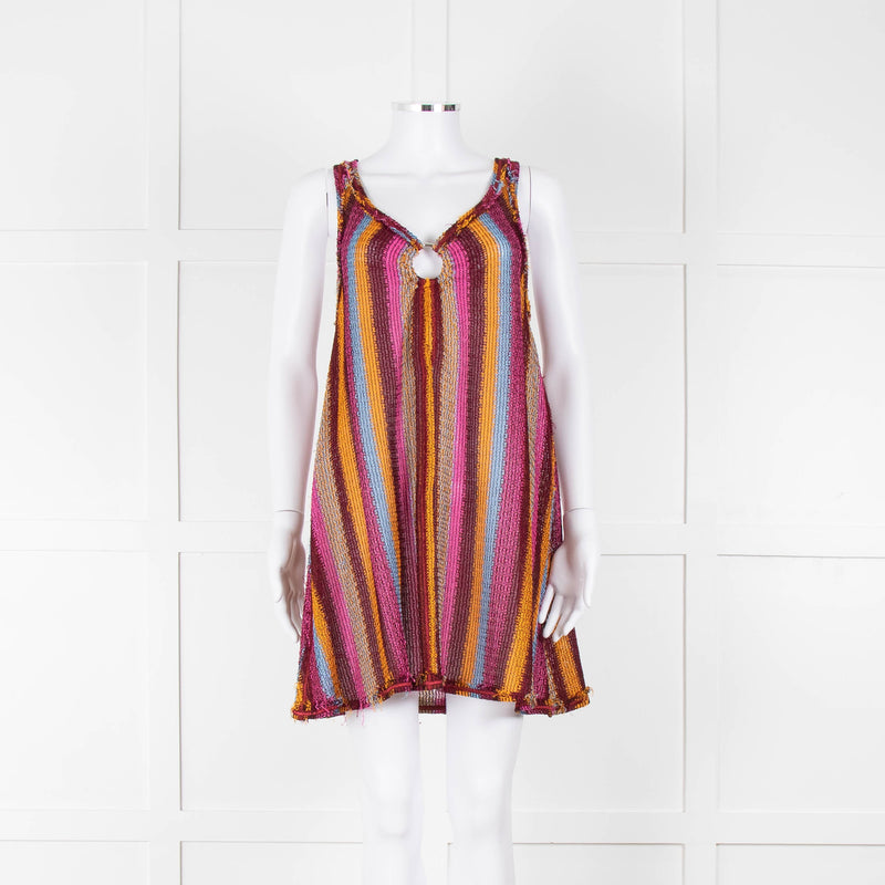 Missoni Pink, Orange, Blue and Burgundy Sleeveless Mini Dress