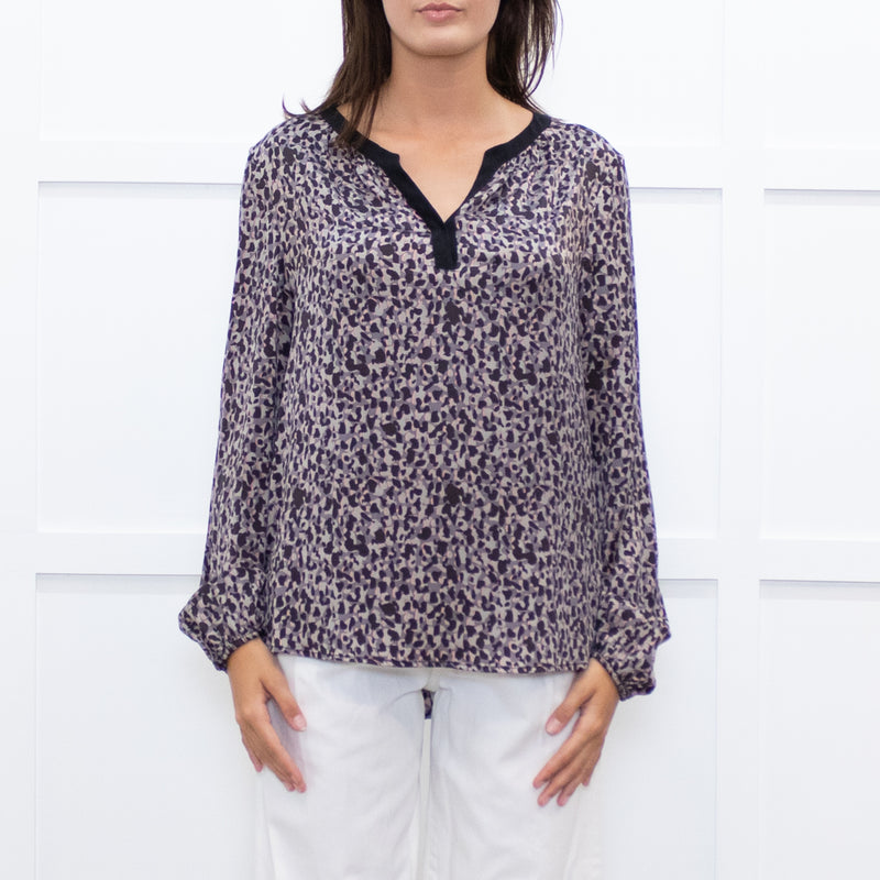 Dea Kudibal Dark Grey and Pink Leopard Silk Shirt