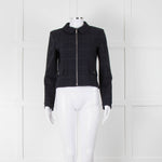 Claudie Pierlot Navy White Check Zip Up Jacket