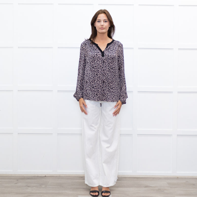 Dea Kudibal Dark Grey and Pink Leopard Silk Shirt