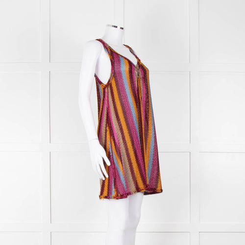 Missoni Pink, Orange, Blue and Burgundy Sleeveless Mini Dress