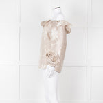 Anne Fontaine Beige Flower Sleeve Detail Top
