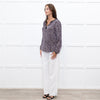 Dea Kudibal Dark Grey and Pink Leopard Silk Shirt
