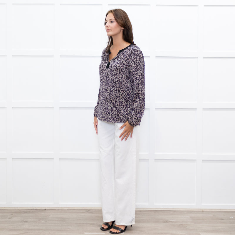 Dea Kudibal Dark Grey and Pink Leopard Silk Shirt
