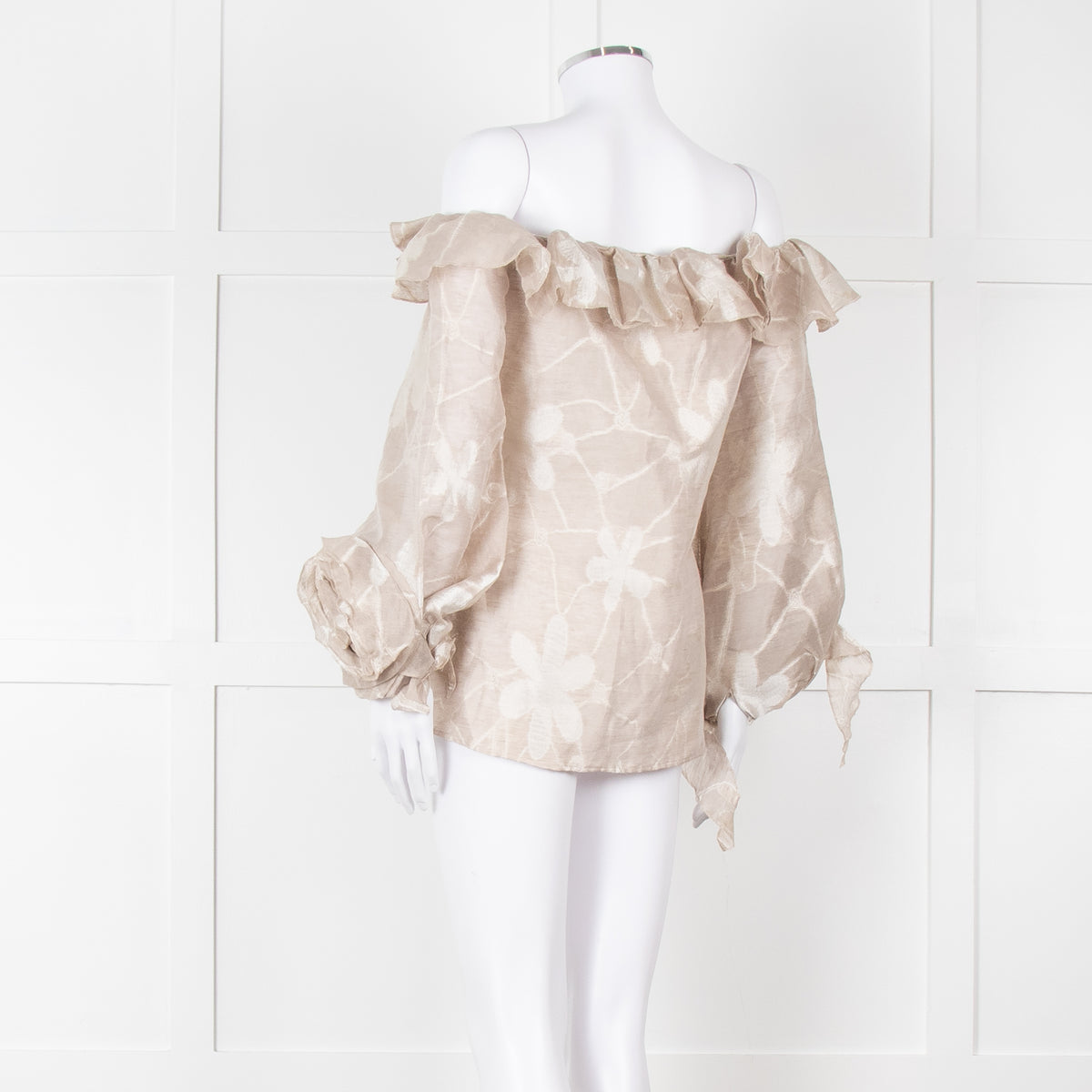 Anne Fontaine Beige Flower Sleeve Detail Top