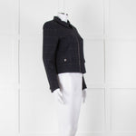Claudie Pierlot Navy White Check Zip Up Jacket