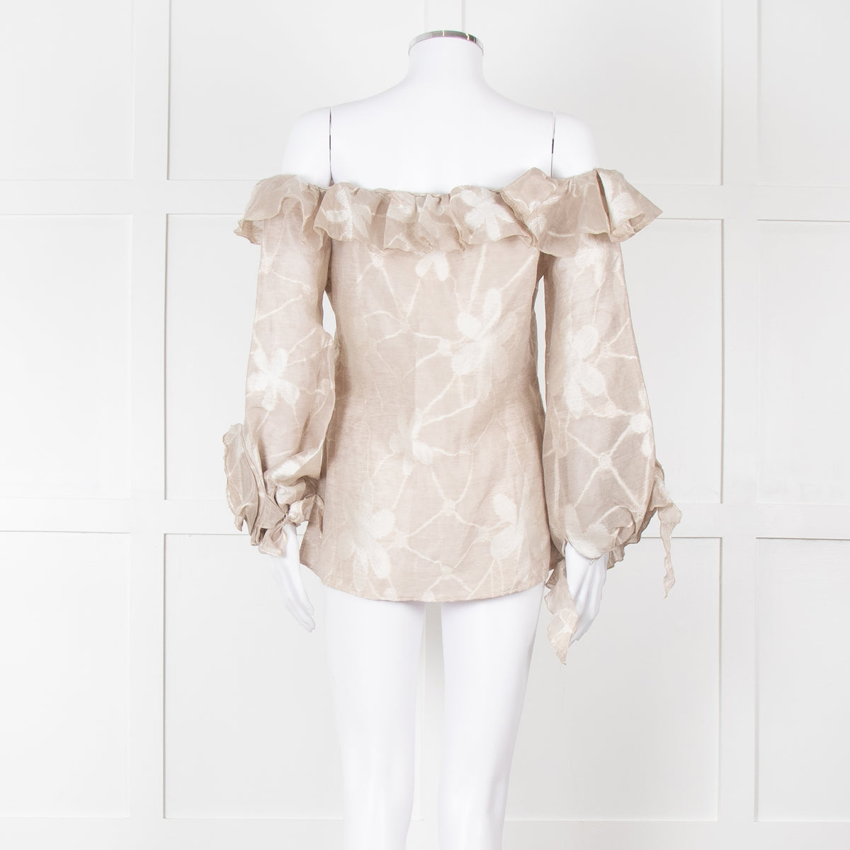 Anne Fontaine Beige Flower Sleeve Detail Top