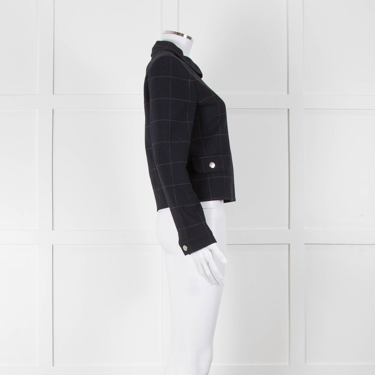 Claudie Pierlot Navy White Check Zip Up Jacket