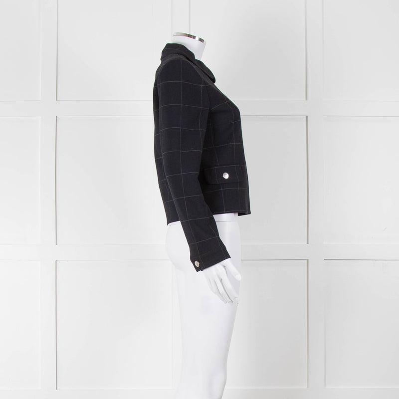 Claudie Pierlot Navy White Check Zip Up Jacket