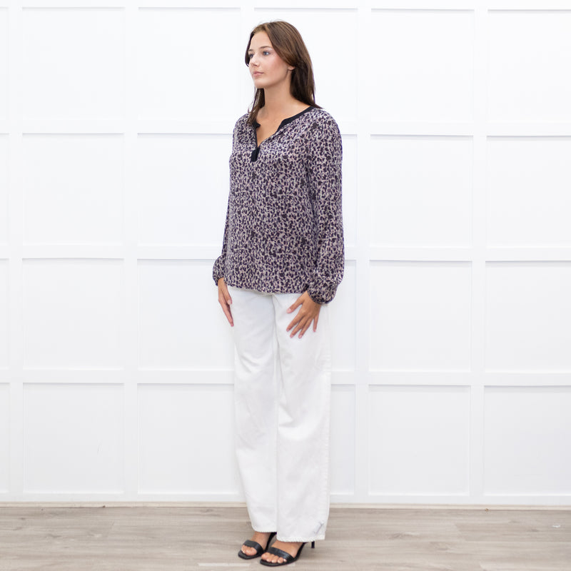 Dea Kudibal Dark Grey and Pink Leopard Silk Shirt