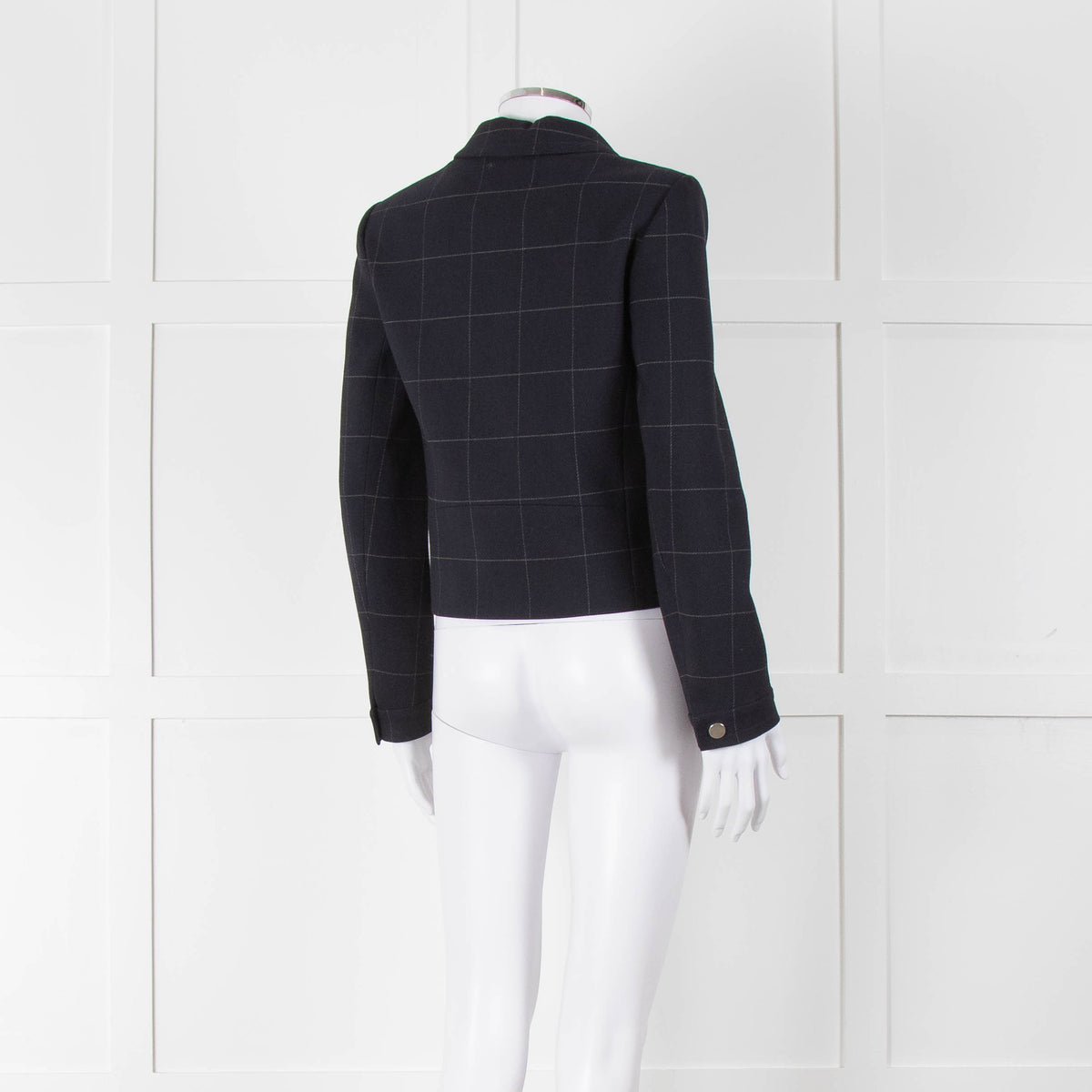 Claudie Pierlot Navy White Check Zip Up Jacket