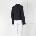 Claudie Pierlot Navy White Check Zip Up Jacket