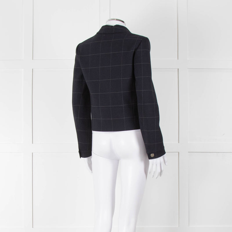 Claudie Pierlot Navy White Check Zip Up Jacket