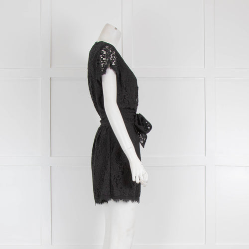 Diane von Furstenberg Black Lace Cap Sleeve Playsuit