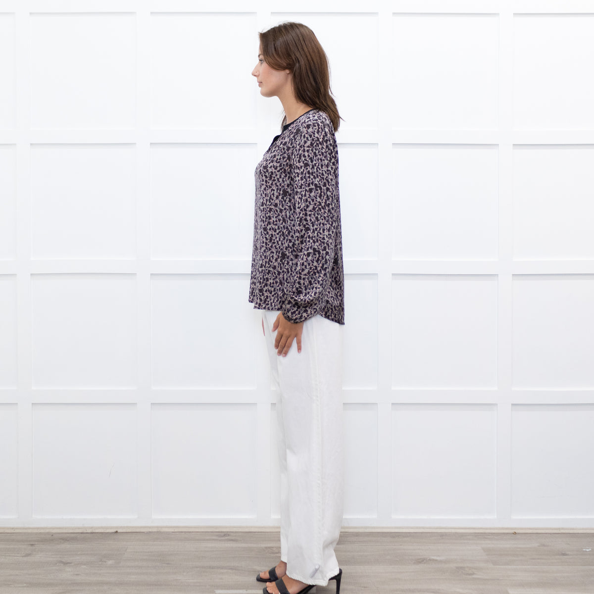 Dea Kudibal Dark Grey and Pink Leopard Silk Shirt