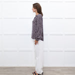 Dea Kudibal Dark Grey and Pink Leopard Silk Shirt