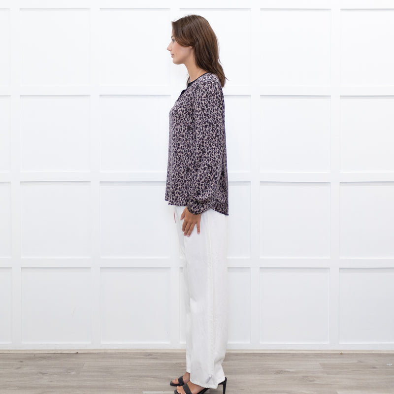 Dea Kudibal Dark Grey and Pink Leopard Silk Shirt