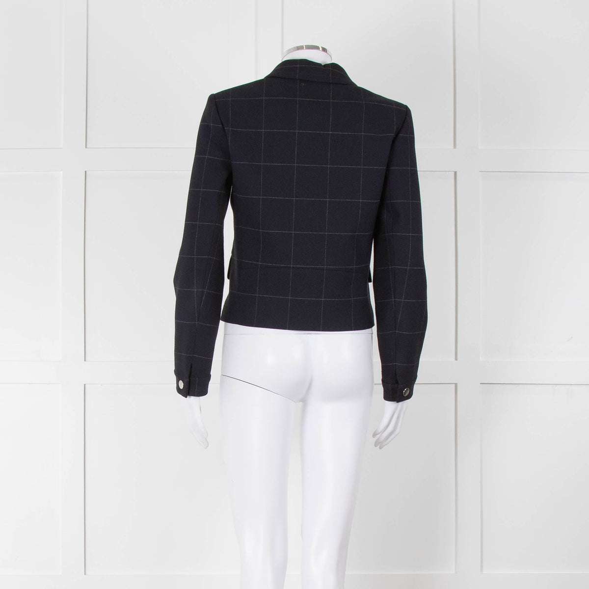Claudie Pierlot Navy White Check Zip Up Jacket