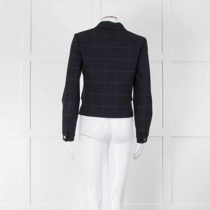 Claudie Pierlot Navy White Check Zip Up Jacket