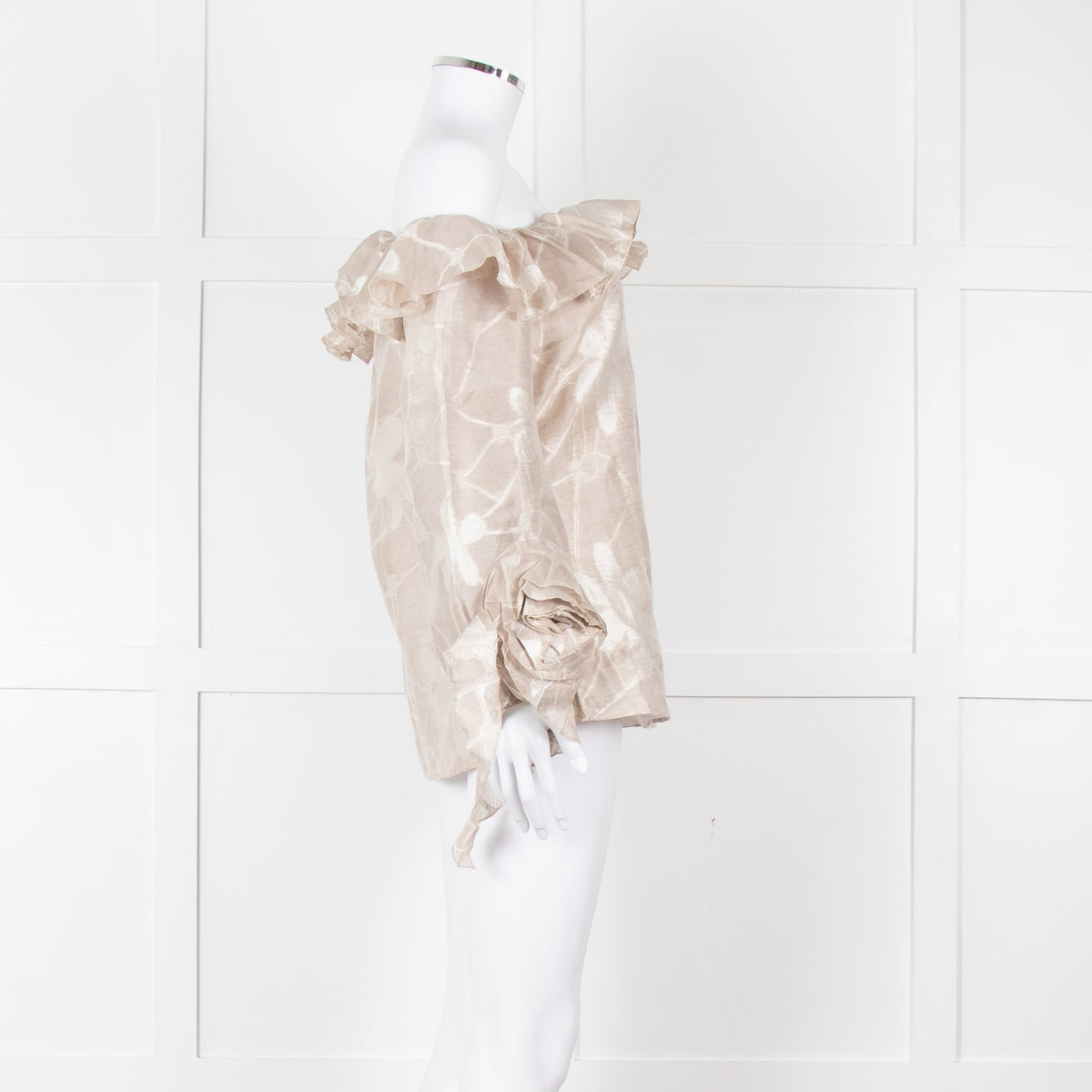 Anne Fontaine Beige Flower Sleeve Detail Top