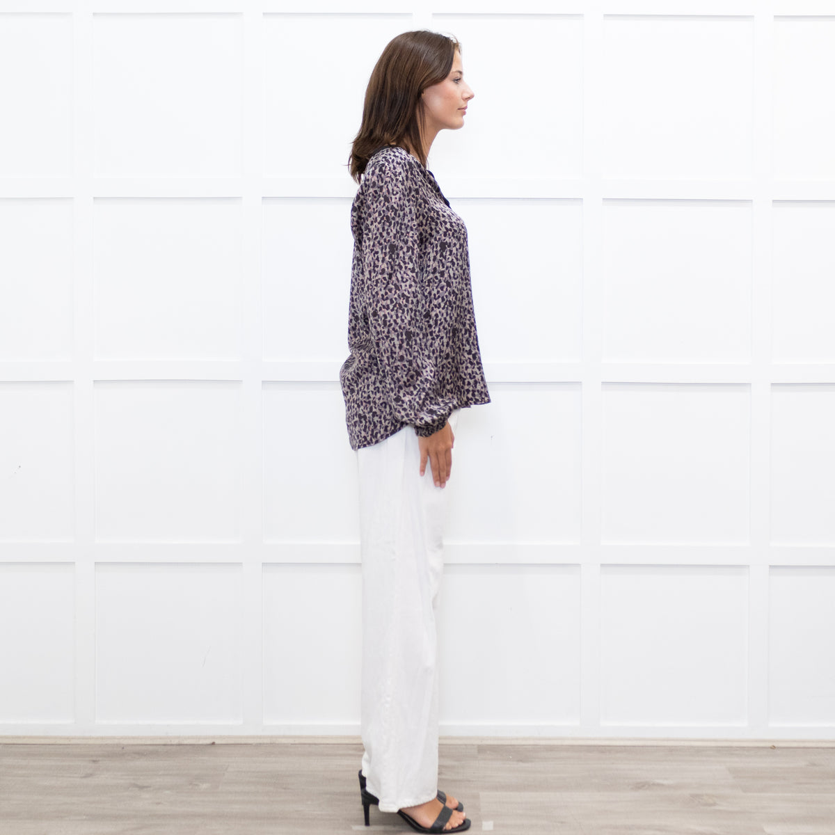Dea Kudibal Dark Grey and Pink Leopard Silk Shirt