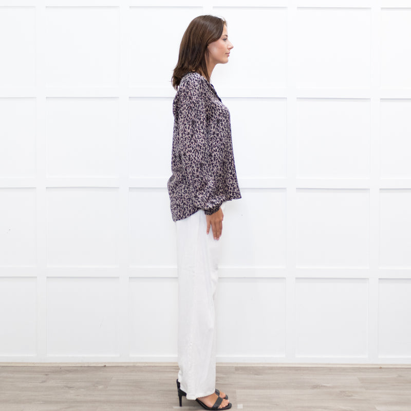 Dea Kudibal Dark Grey and Pink Leopard Silk Shirt
