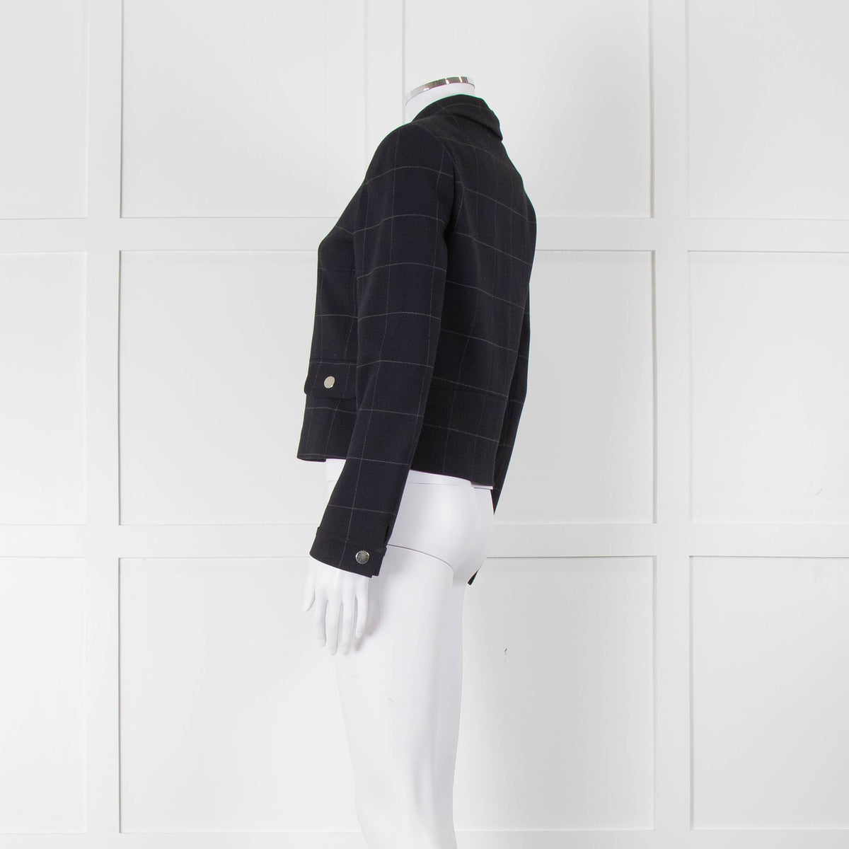 Claudie Pierlot Navy White Check Zip Up Jacket