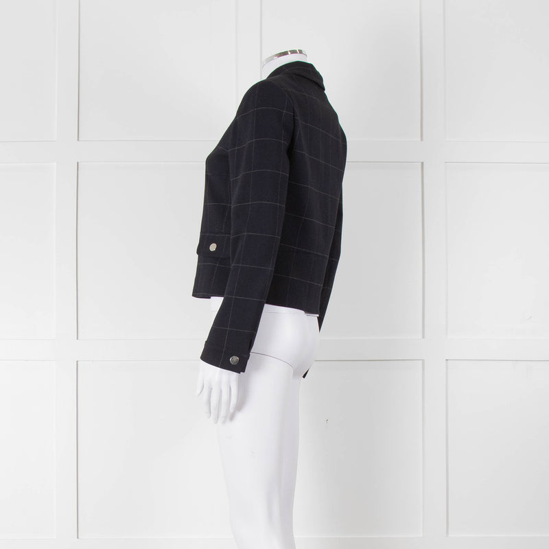 Claudie Pierlot Navy White Check Zip Up Jacket