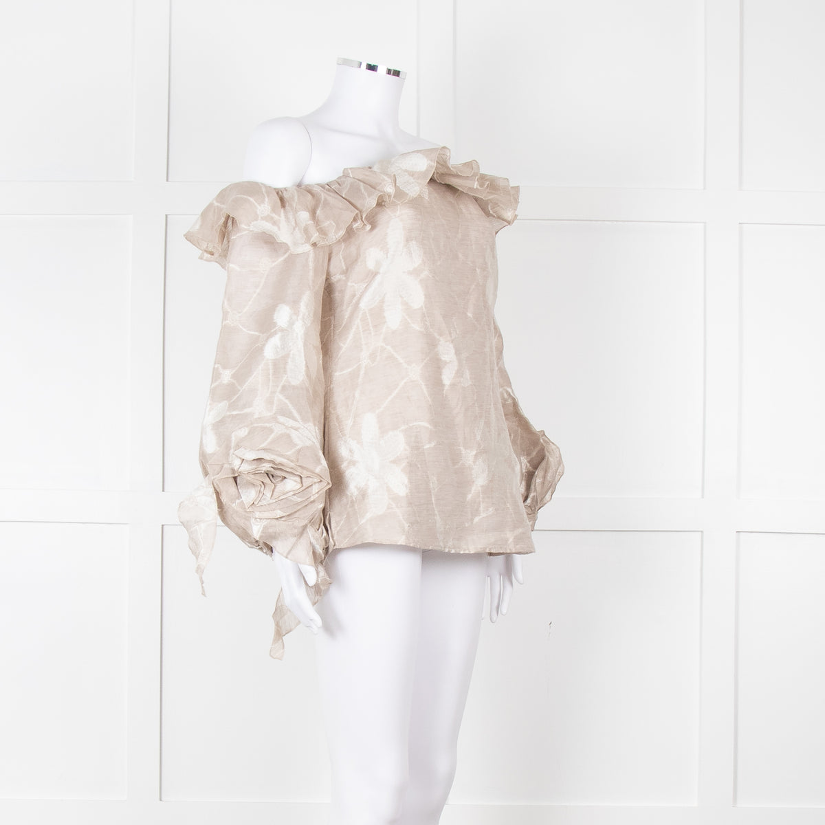 Anne Fontaine Beige Flower Sleeve Detail Top