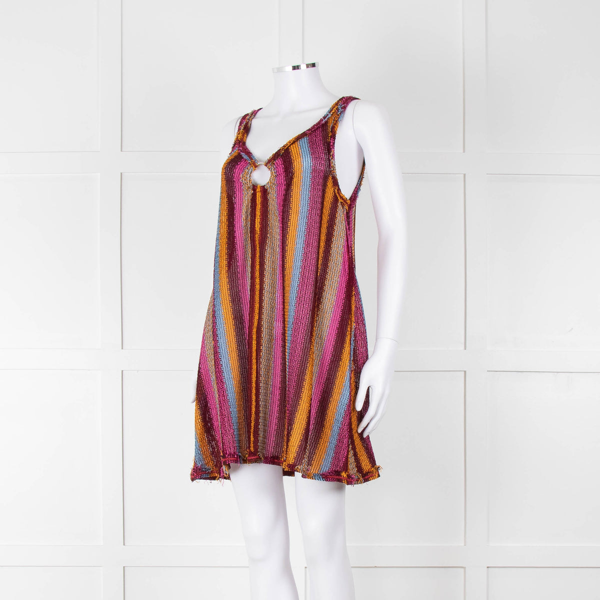 Missoni Pink, Orange, Blue and Burgundy Sleeveless Mini Dress