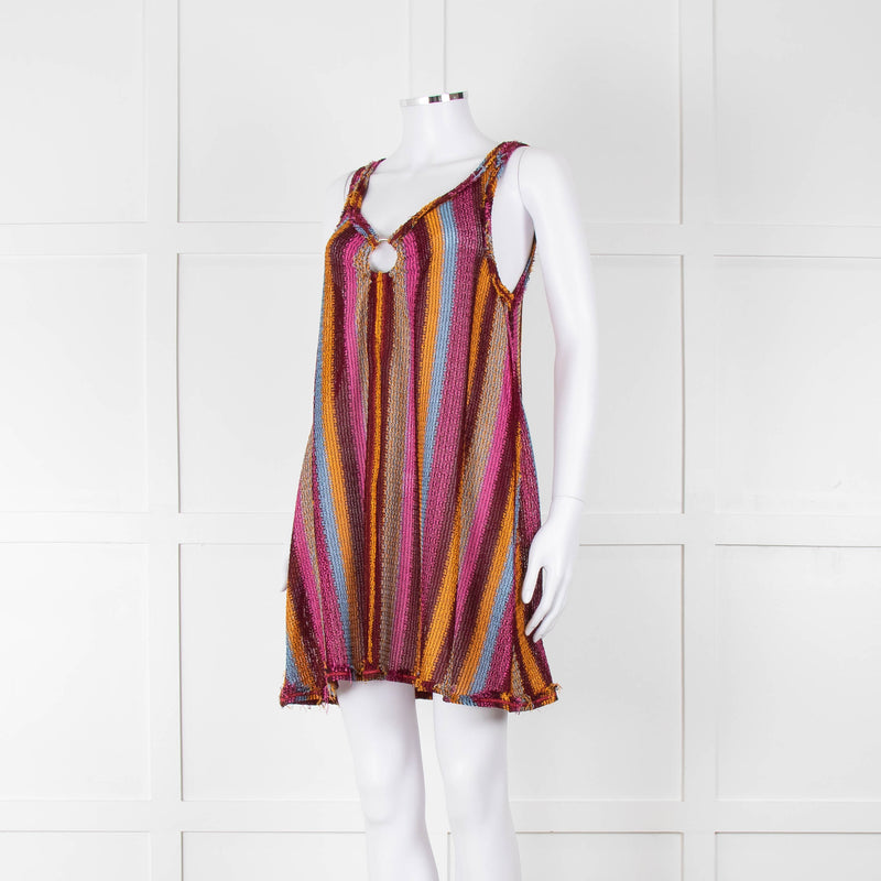 Missoni Pink, Orange, Blue and Burgundy Sleeveless Mini Dress