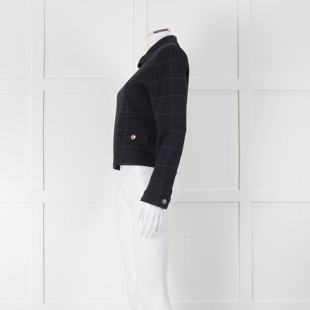 Claudie Pierlot Navy White Check Zip Up Jacket