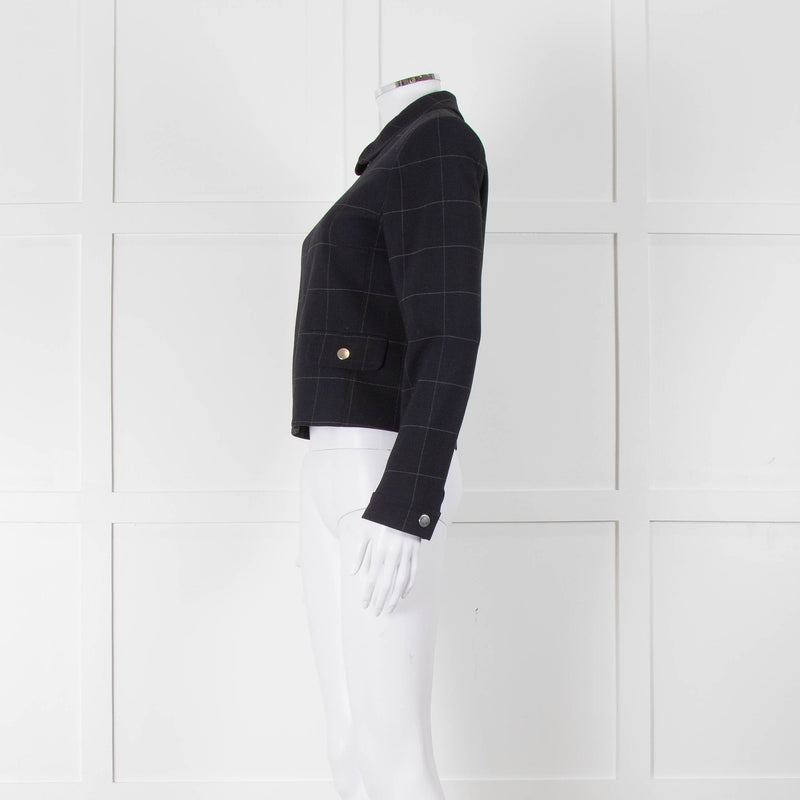 Claudie Pierlot Navy White Check Zip Up Jacket