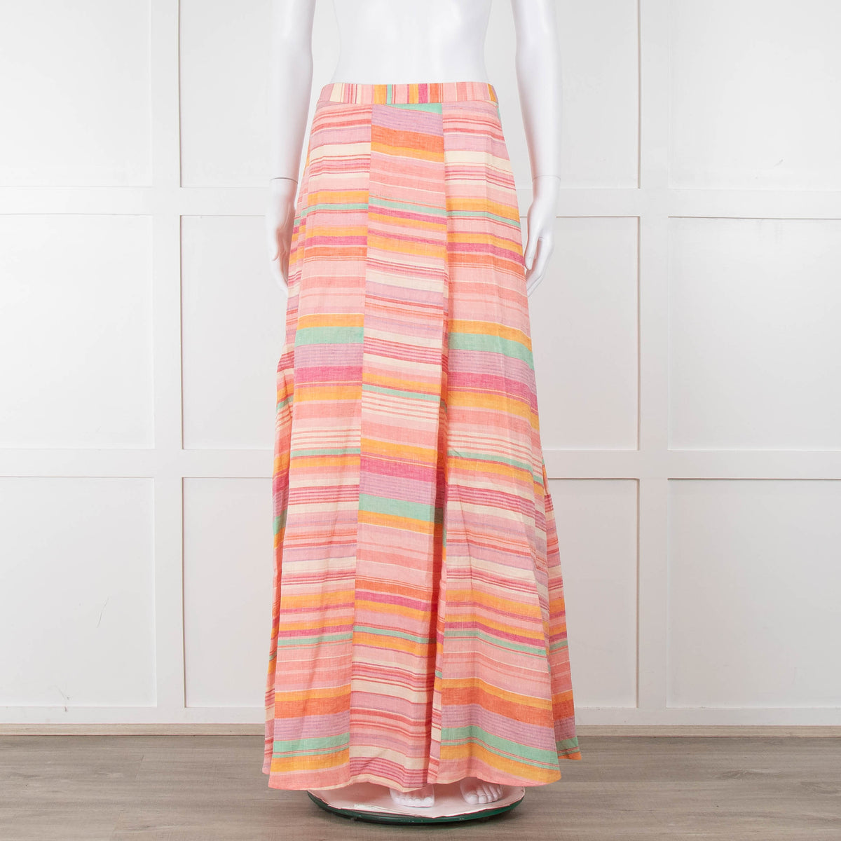 Emporio Sirenuse Orange, Pink and Green Stripe Maxi Skirt