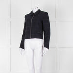 Claudie Pierlot Navy White Check Zip Up Jacket