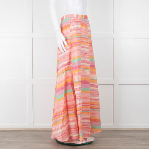 Emporio Sirenuse Orange, Pink and Green Stripe Maxi Skirt