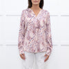 Dea Kudibal Floral Outline Red and Blue Silk Blouse