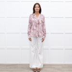 Dea Kudibal Floral Outline Red and Blue Silk Blouse