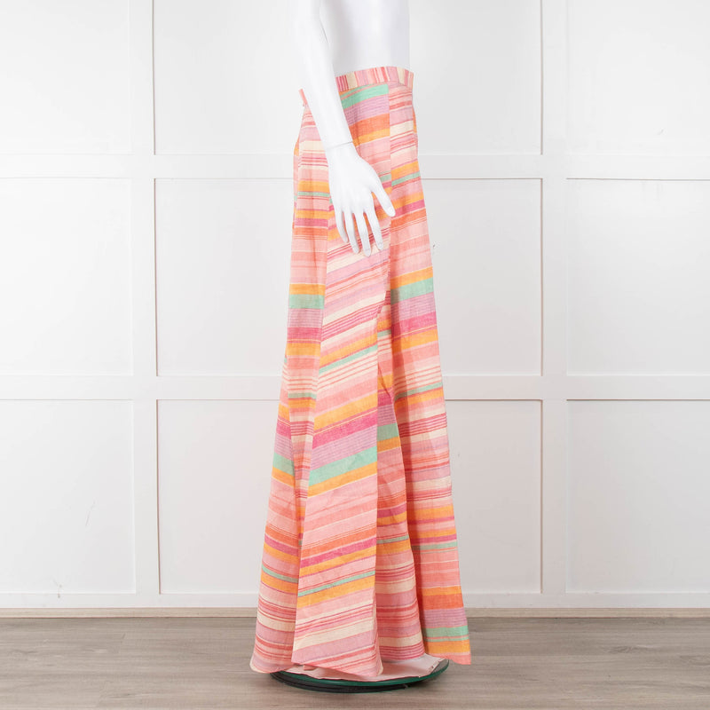 Emporio Sirenuse Orange, Pink and Green Stripe Maxi Skirt