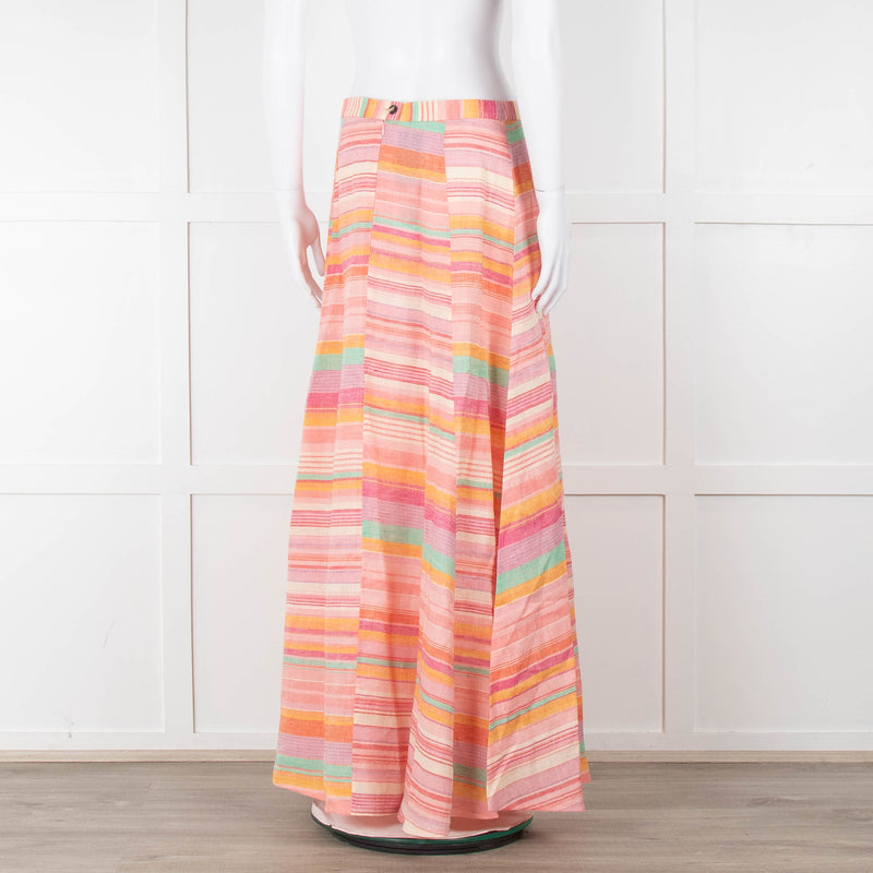 Emporio Sirenuse Orange, Pink and Green Stripe Maxi Skirt