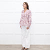 Dea Kudibal Floral Outline Red and Blue Silk Blouse