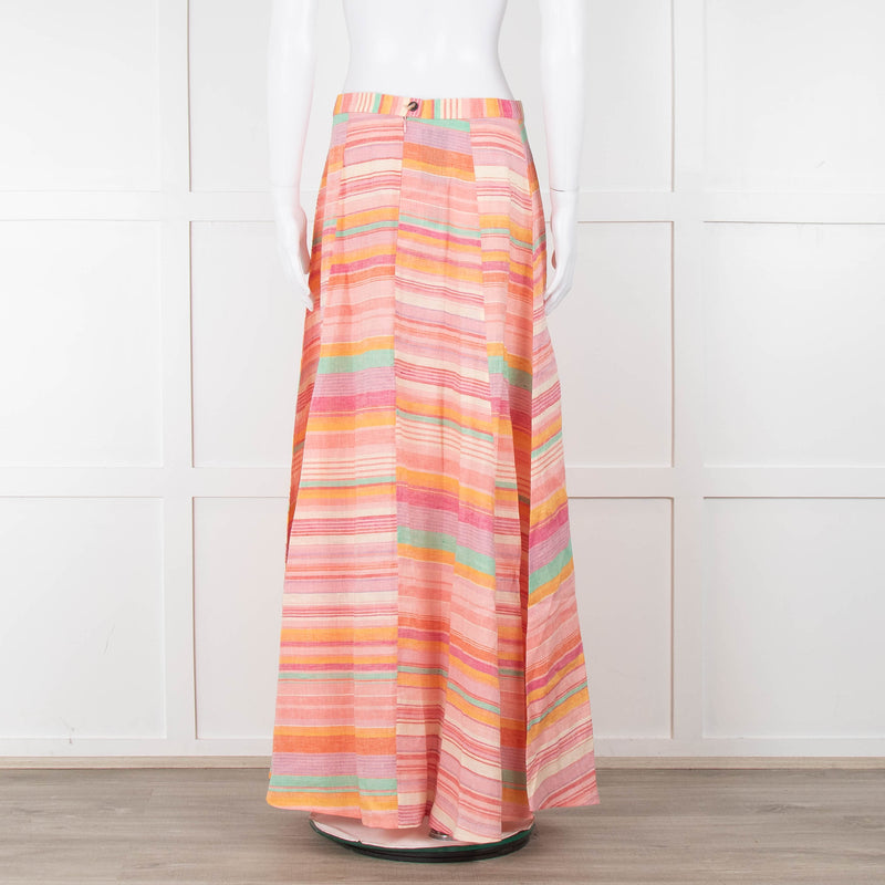 Emporio Sirenuse Orange, Pink and Green Stripe Maxi Skirt