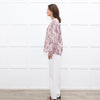 Dea Kudibal Floral Outline Red and Blue Silk Blouse