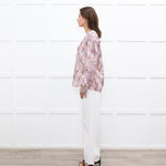 Dea Kudibal Floral Outline Red and Blue Silk Blouse