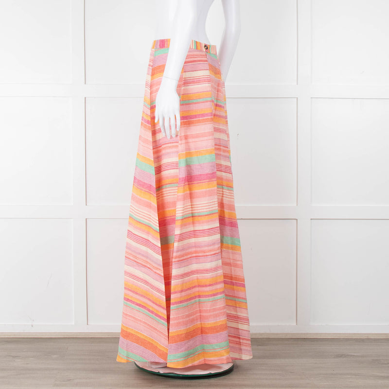 Emporio Sirenuse Orange, Pink and Green Stripe Maxi Skirt